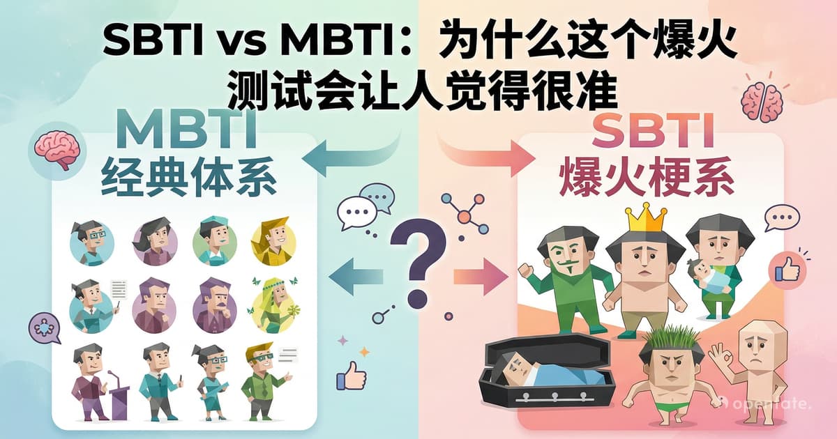 SBTI 與 MBTI 差異對比概念圖