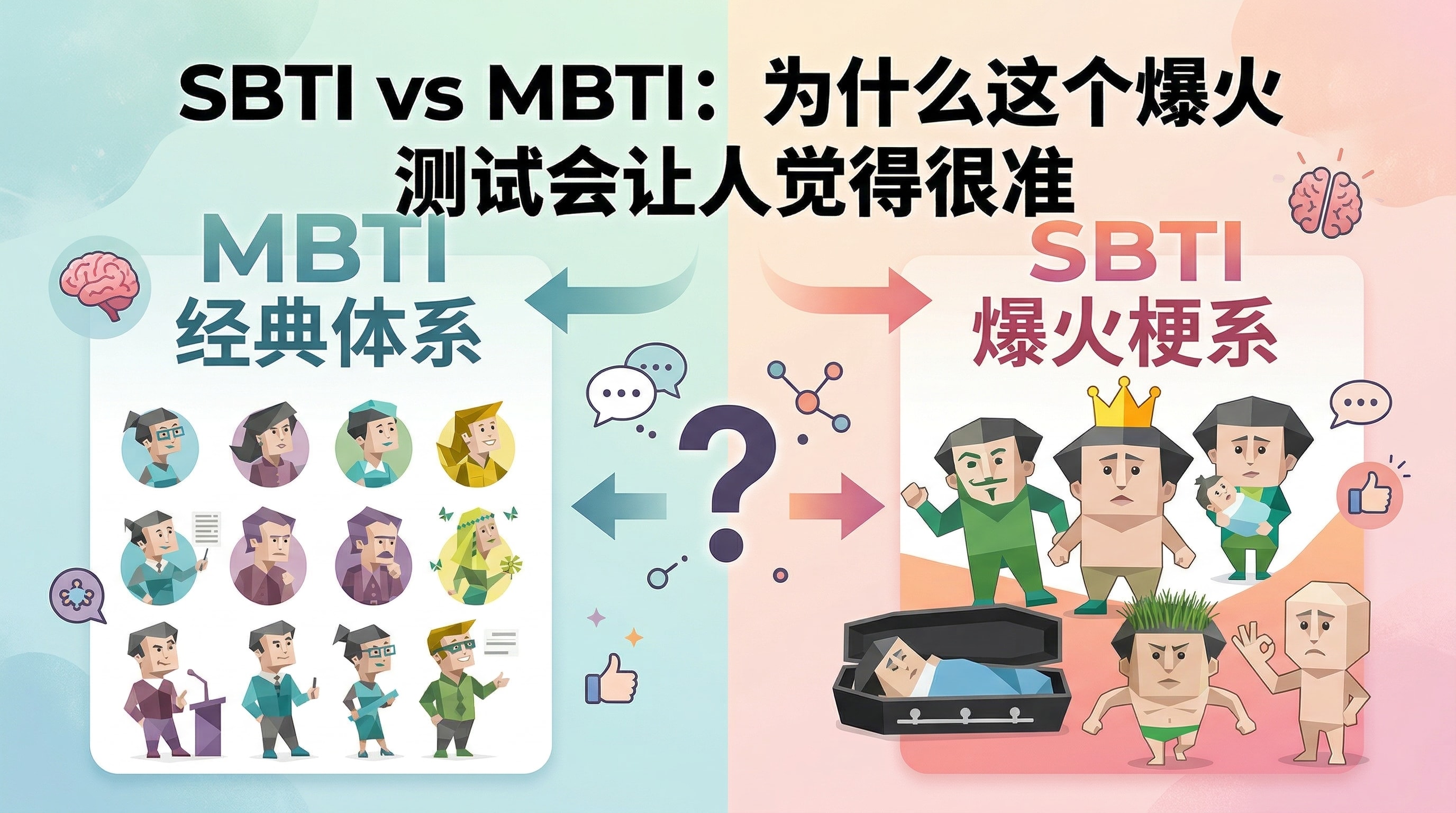 Concept illustration comparing SBTI and MBTI