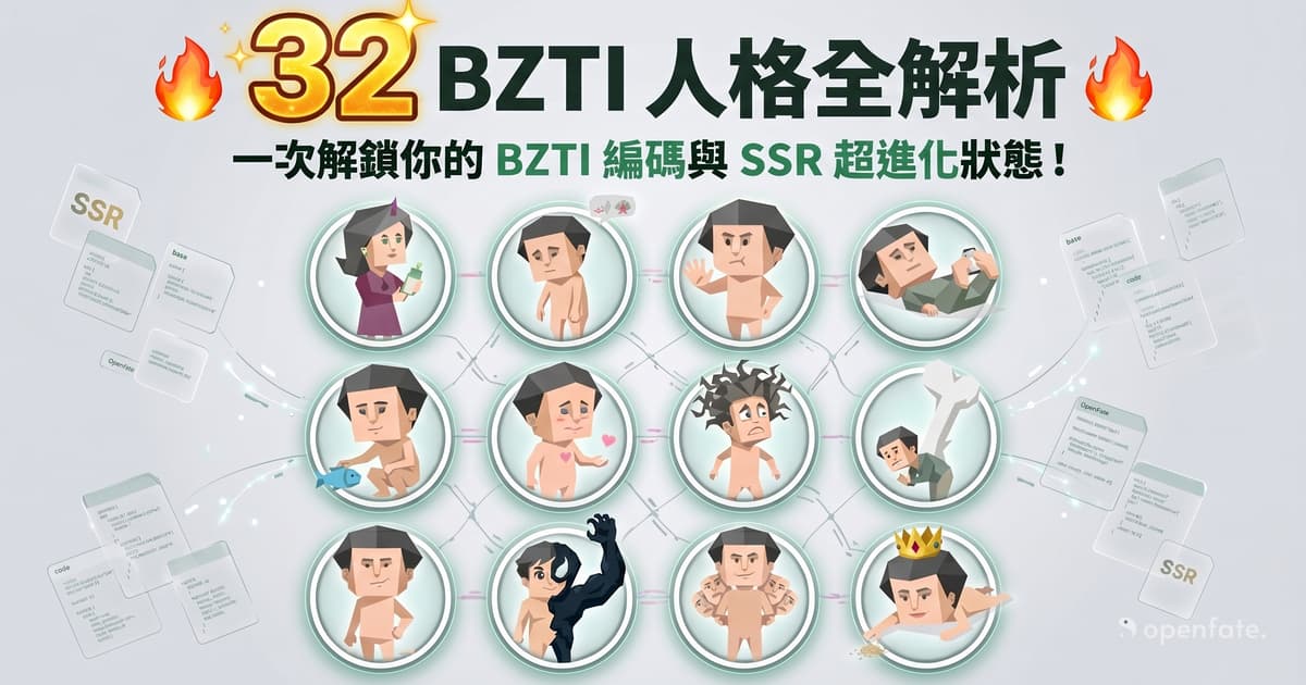Overview image for all 32 BZTI personality types